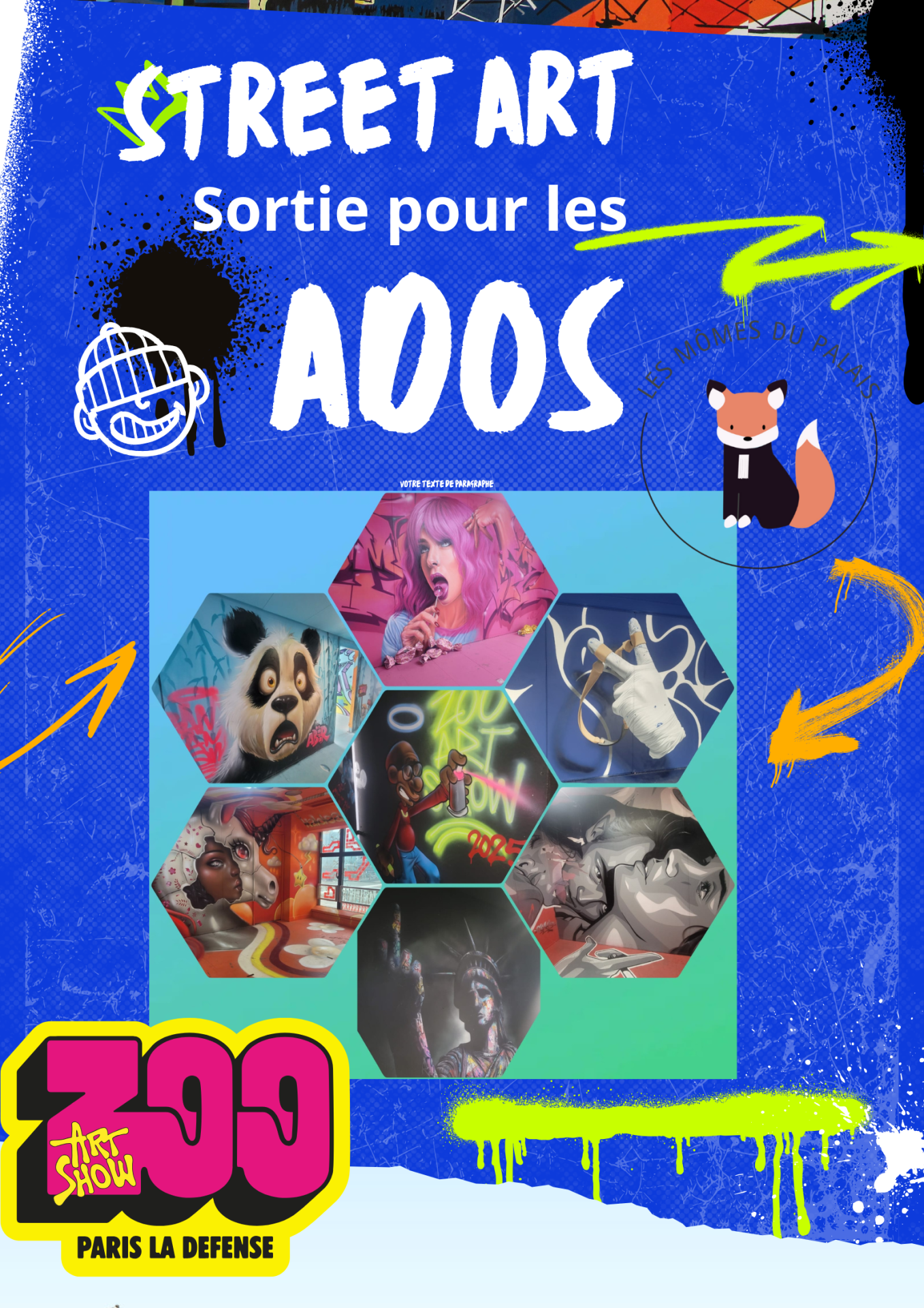 Blue green collage street art graffiti poster